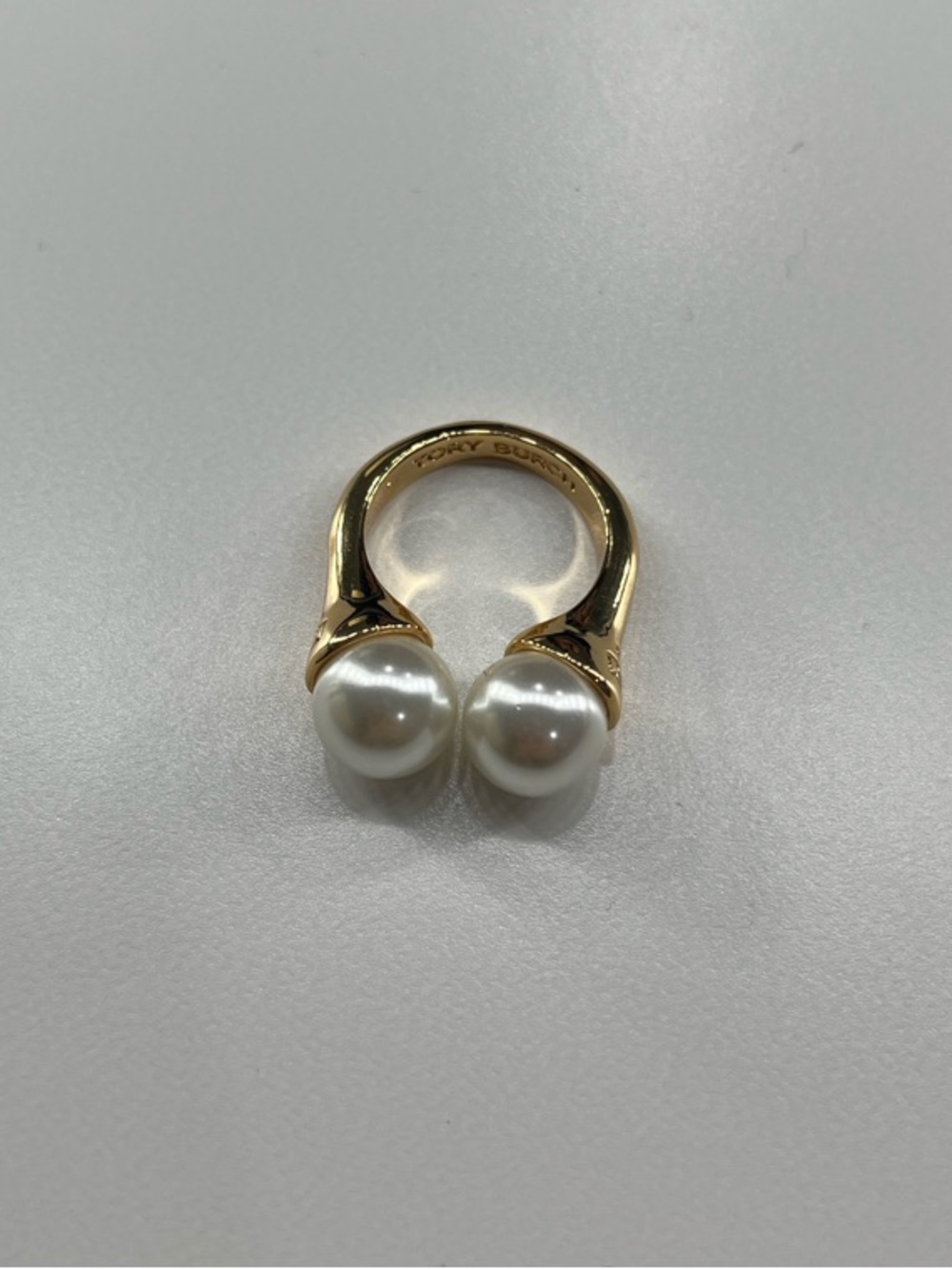 Tory Burch Gold Double Pearl Ring